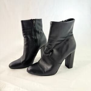 Steve Madden Editor Black Leather Heeled Boots Women's 9.5
